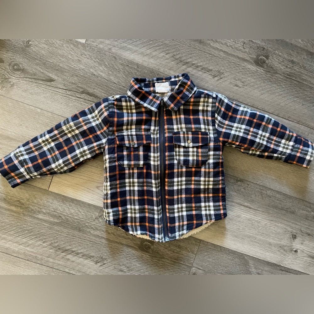 Tahari Boy , flannel fleece zip up sweater, size 2t